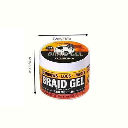 Extreme Hold Braid Gel - Styling Hair Wax for Cornrows, Locs, Twists & Braids
