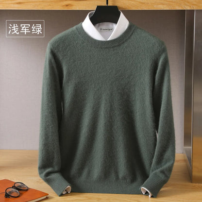 Men's Pure Mink Cashmere Sweater - Luxury O-Neck Long Sleeve Knit Pullover For Autumn & Winter Fashion