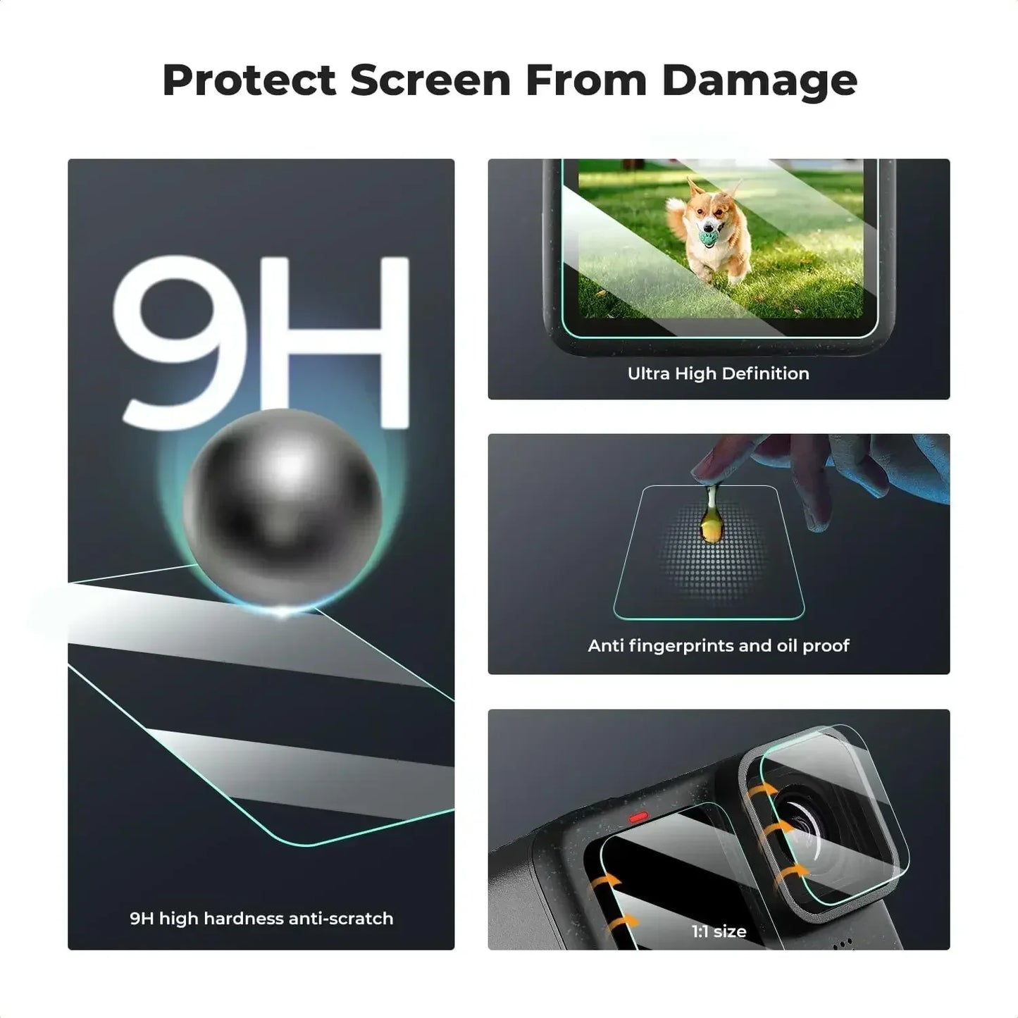 LCD Screen Protector for GoPro Hero 9–13 – HD Clear Tempered Glass Lens Film, Camera Accessories