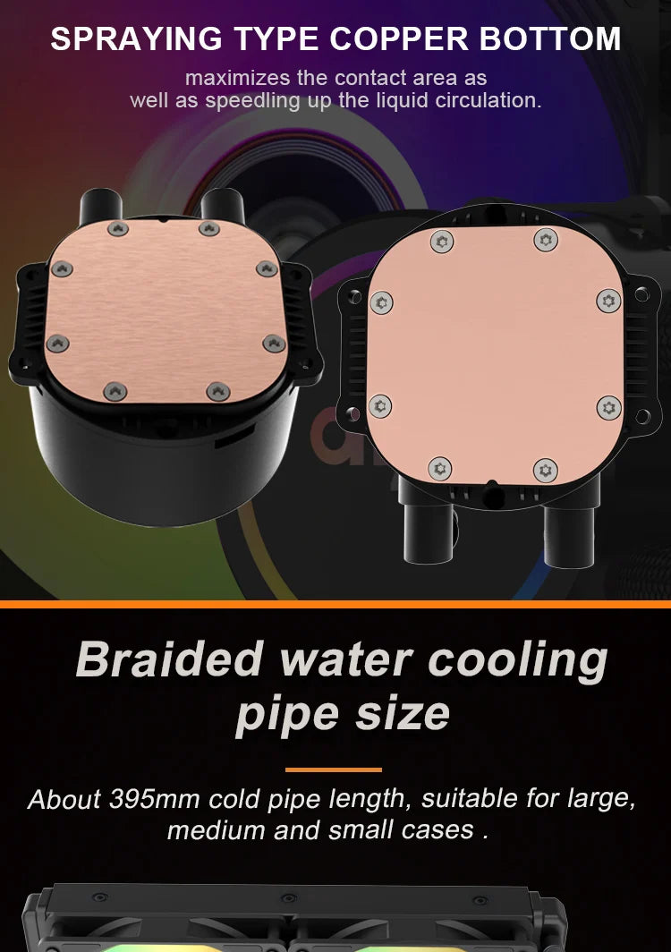Aigo ACSE Water Cooling CPU Cooler – 120/240mm RGB Fan Liquid Heatsink Radiator for LGA 2066/2011/1151/1155/AM3+/AM4