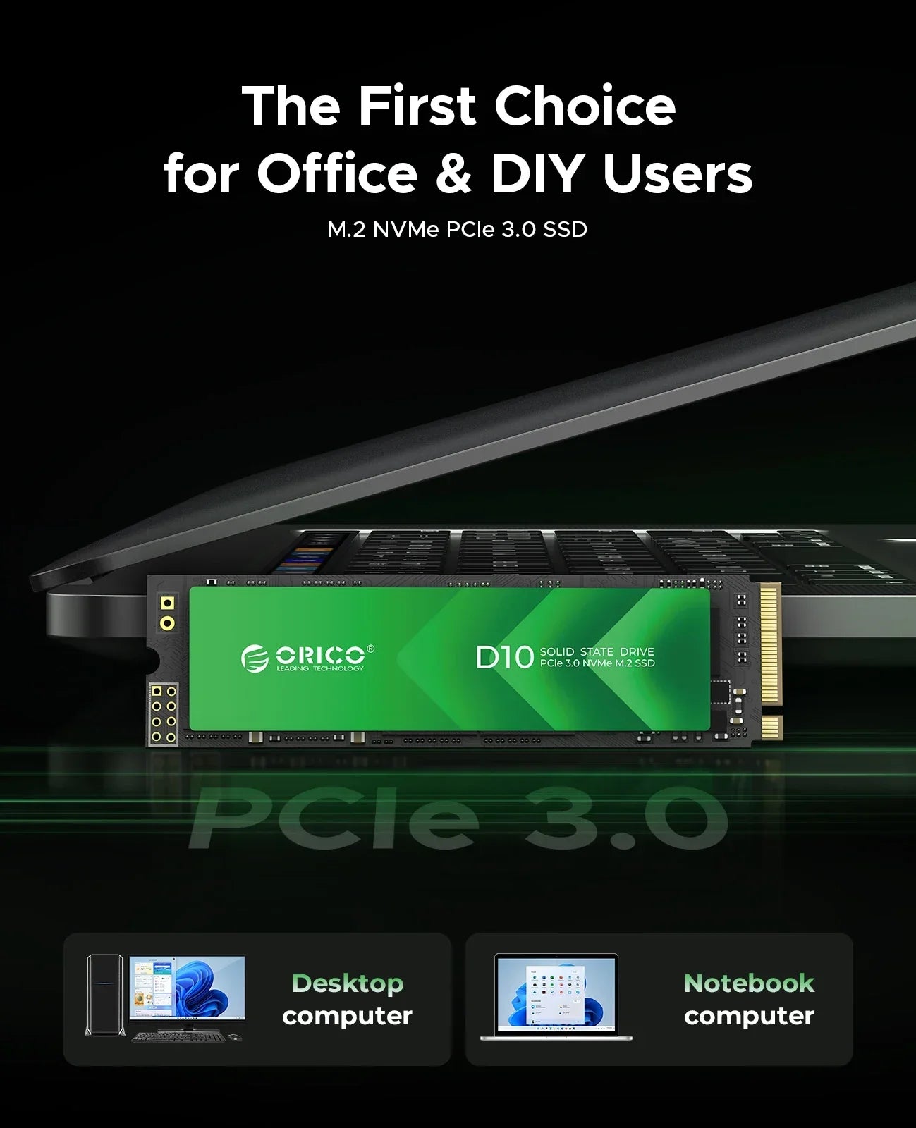 ORICO M.2 NVMe 1TB SSD – PCIe 3.0 3500MB/s Gen3x4 Internal Solid State Drive for Laptop & Desktop (3D NAND TLC/QLC)