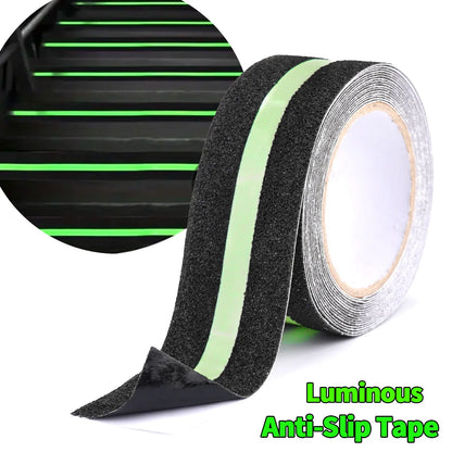 Glow in the Dark Anti-Slip Traction Tape Green Stripe Non-Skid Abrasive Adhesive Stair Safety Grip Tape for Indoor & Outdoor Steps