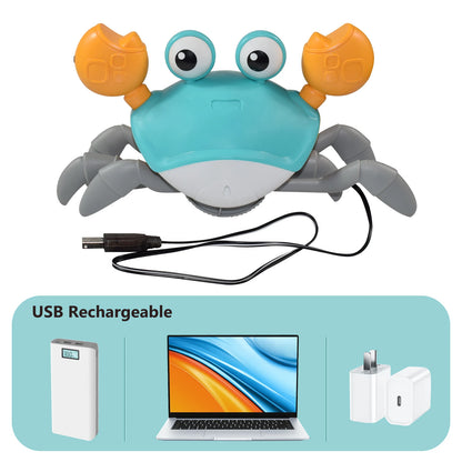 Kids Induction Crab & Octopus Crawling Toy – Electronic Musical Pets, Toddler Moving Toy that Avoids Obstacles, Party Gift