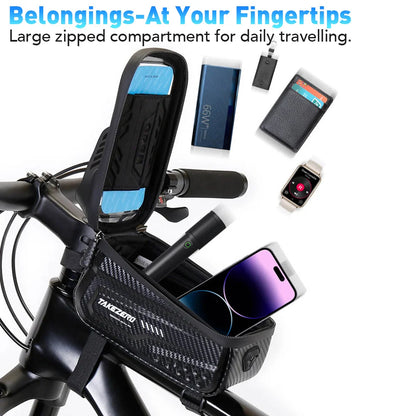 NEWBOLER Bicycle Bag – Waterproof Cycling Top Tube Frame Bag with 6.5-Inch Phone Case, Touch Screen Storage for MTB and Road Bikes