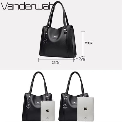 Luxury Women’s Leather Handbag – Large Capacity Shoulder & Crossbody Designer Bag