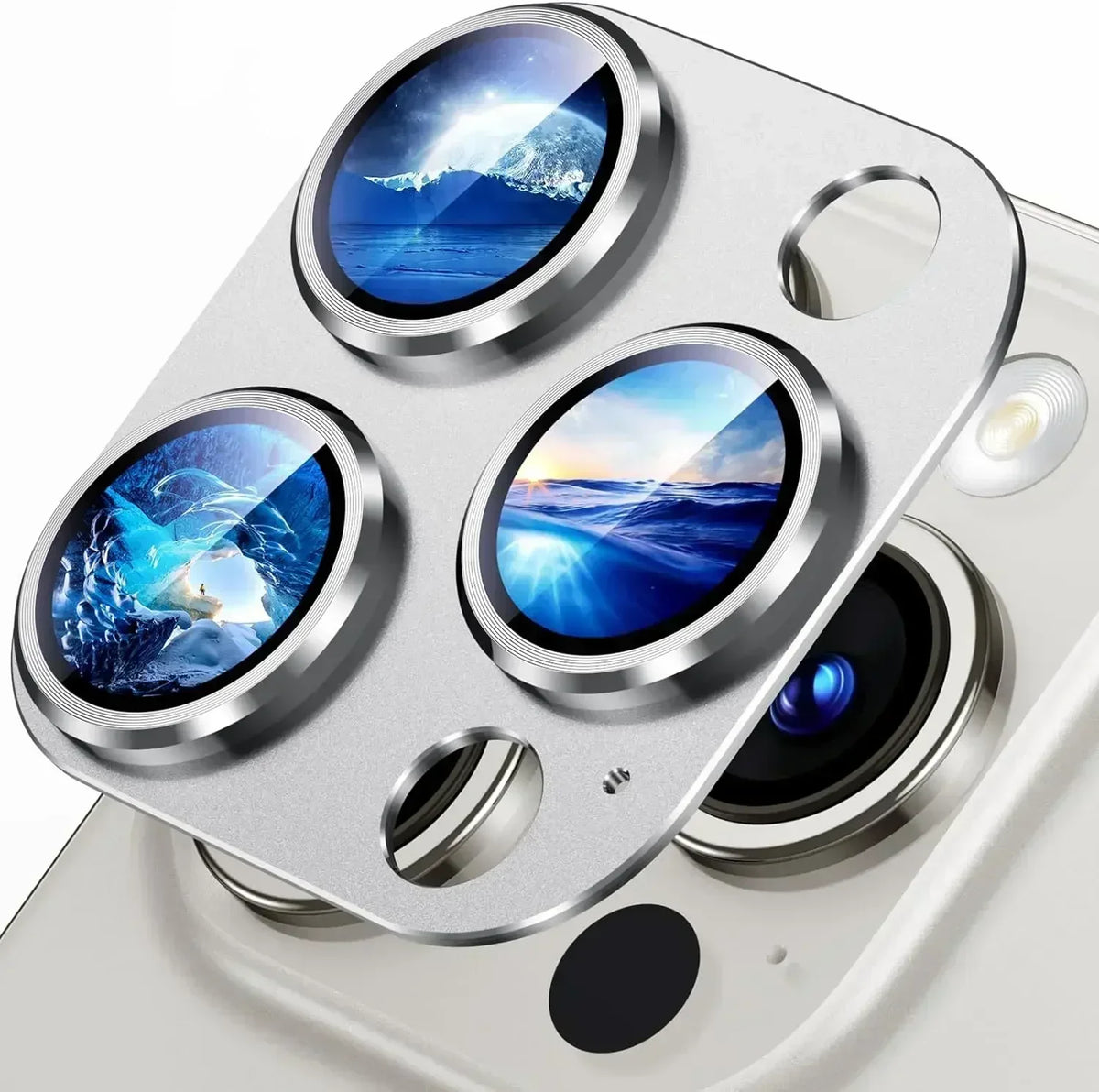Titanium Black Camera Lens Protector - Metal Glass Cover for iPhone 13 to 15 Pro Max