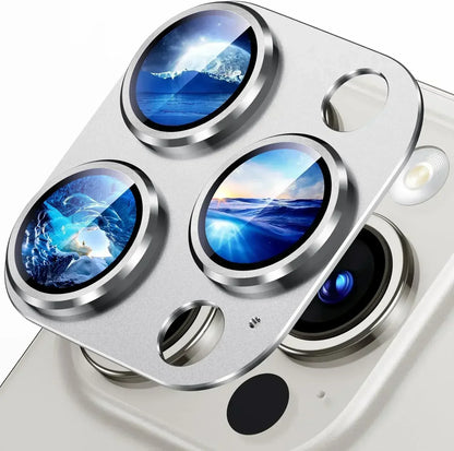 Titanium Black Camera Lens Protector - Metal Glass Cover for iPhone 13 to 15 Pro Max