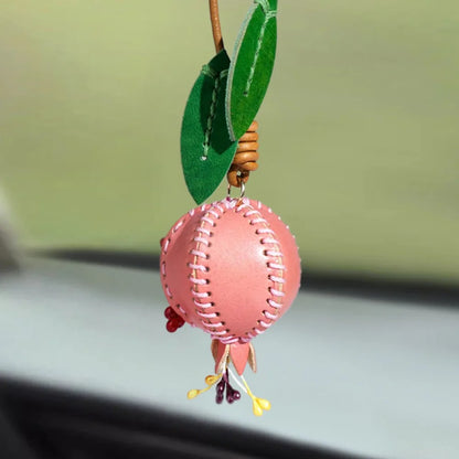 Cute Pomegranate Fruit Pendant Keychain – Handmade Leather Car Keyring & Fashion Bag Charm, Creative Accessories for Women & Girls
