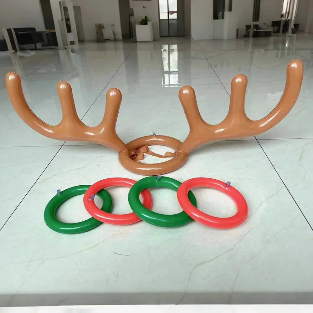 1/2PCS Inflatable Reindeer Antler Ring Toss Game – Christmas, New Year & Birthday Party Decorations