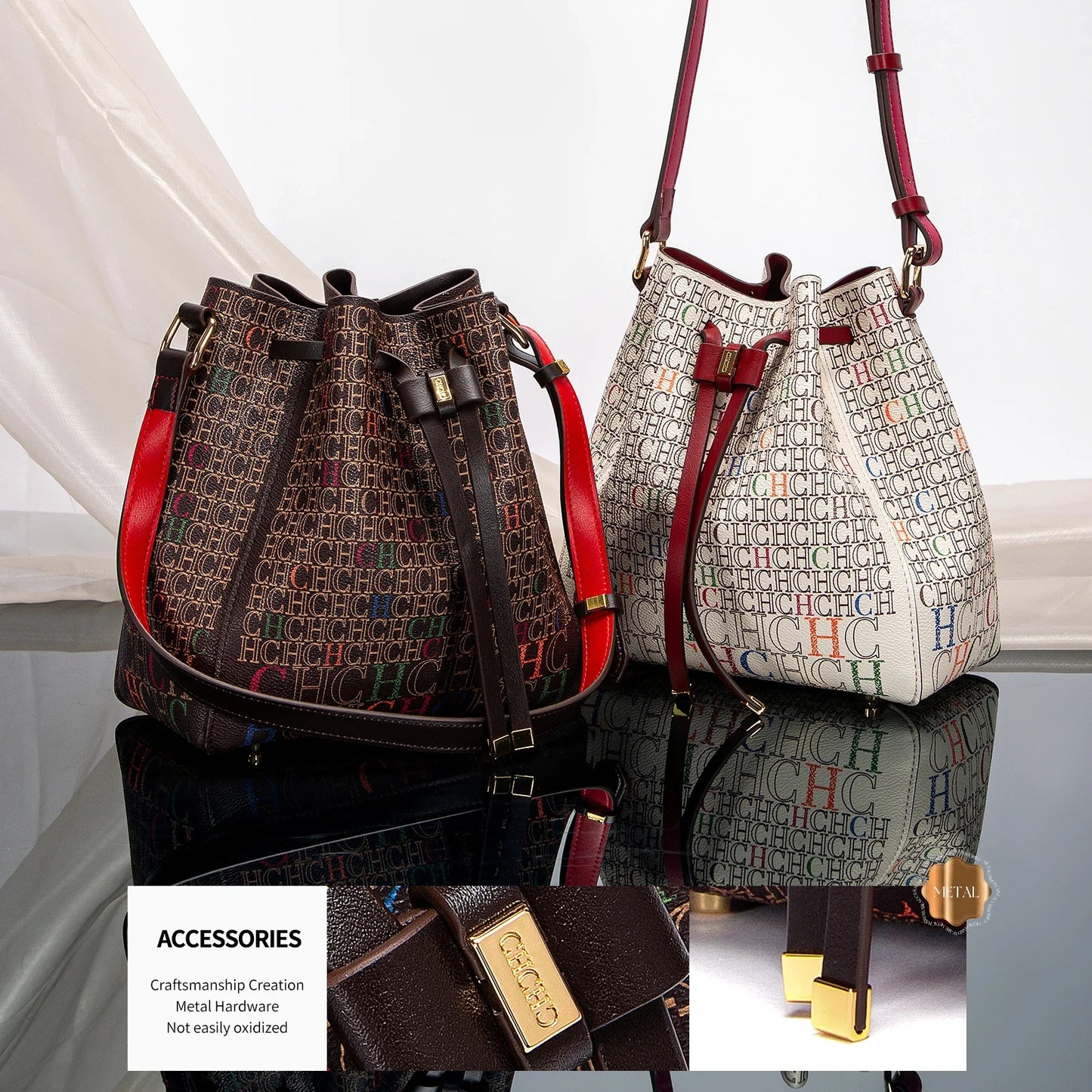 Luxury Women’s Bucket Handbag — Classic Designer Shoulder Bag with Fashion Print, Stylish Wallet for Women