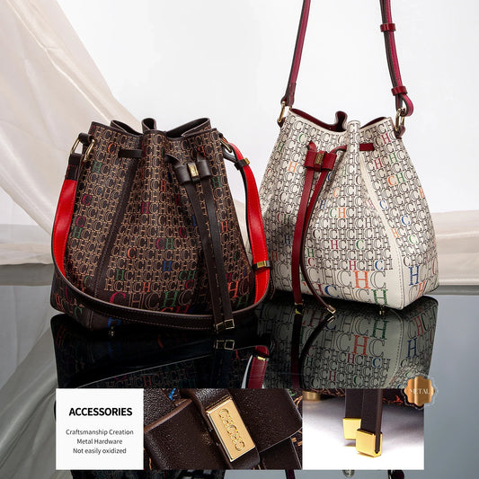 Luxury Women’s Bucket Handbag — Classic Designer Shoulder Bag with Fashion Print, Stylish Wallet for Women