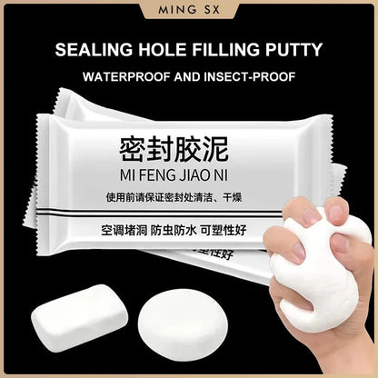 White Waterproof Sealing Putty – Quick-Drying Duct Seal Clay for Pipe Connections, Wall Holes, and Air Conditioner Sealing Repairs