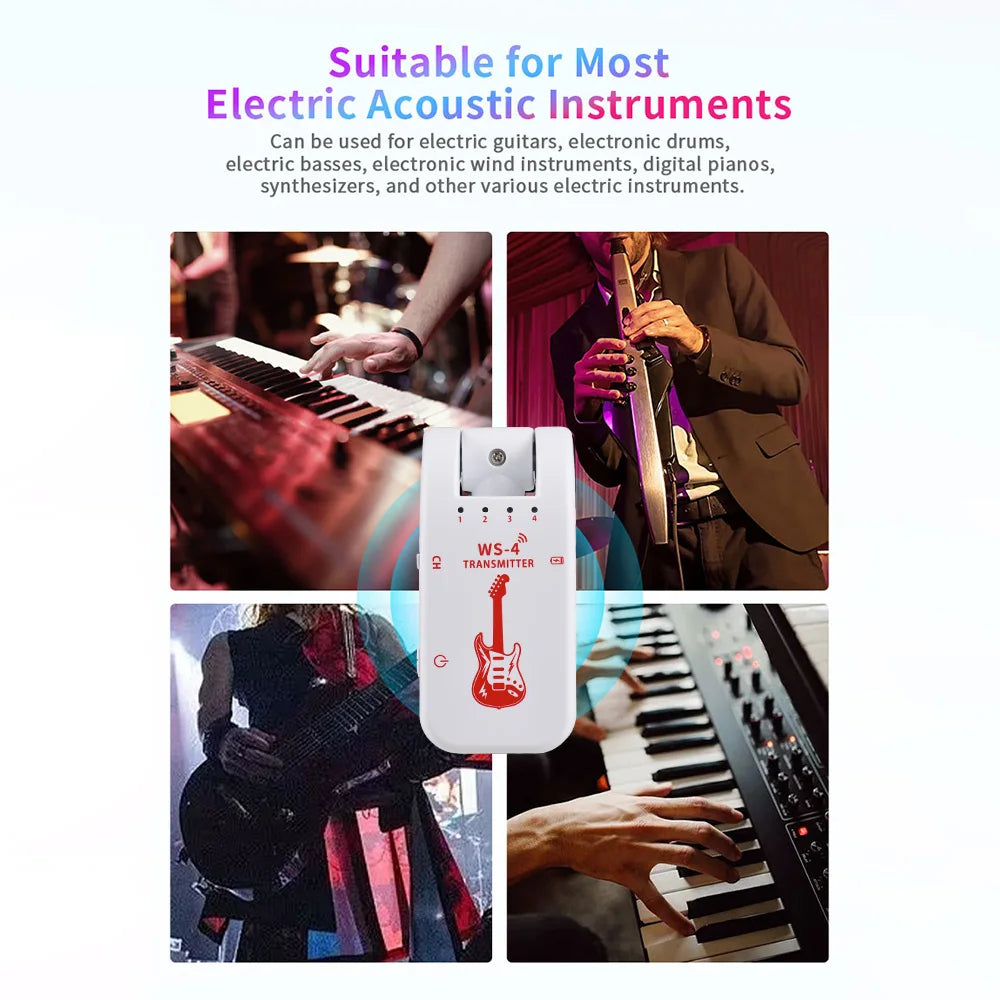 2.4G Wireless Guitar System – Transmitter & Receiver Set for Electric Guitar & Bass, 48K/16bit Real-Time Transmission
