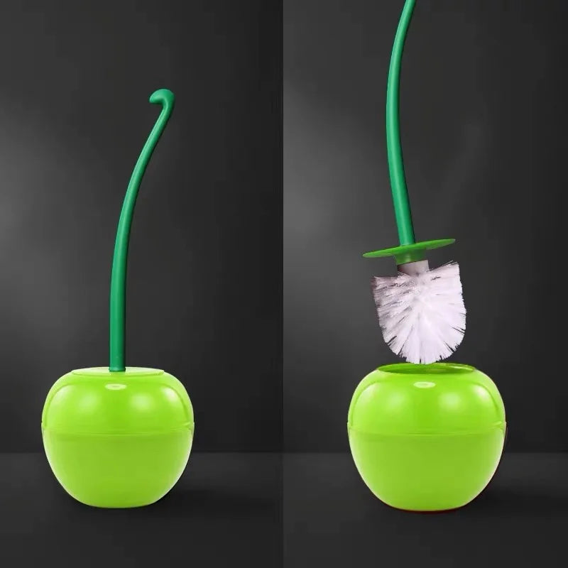 Cherry Shape Toilet Brush Set - Creative Lavatory Cleaning Brush with Decorative Holder for Bathroom