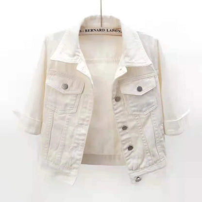 Women’s Denim Jacket – Spring & Autumn Short Coat, Casual Pink Jean Jackets, Loose Purple, Yellow & Blue Outerwear Tops