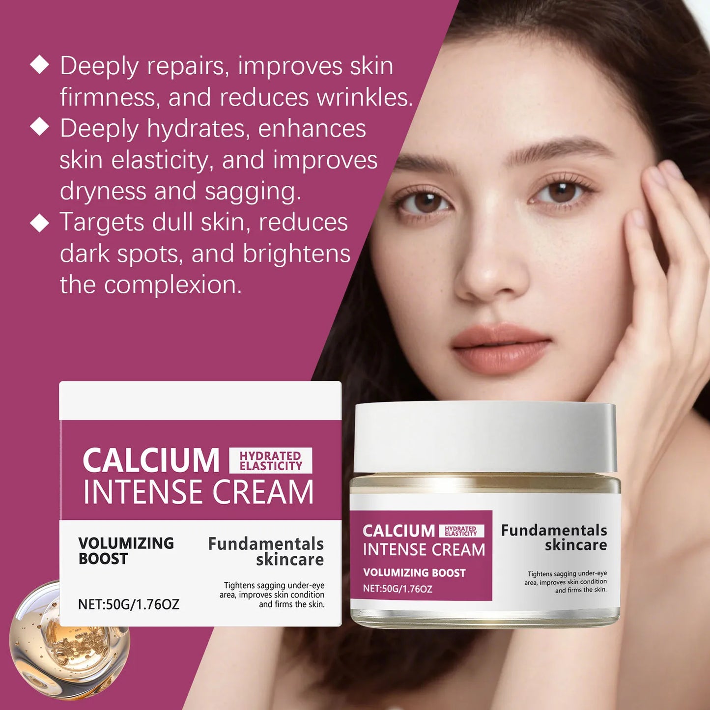 Calcium Intense Face Cream – Skin Tightening & Firming Moisturizer, Improves Elasticity, Lifts Sagging Skin & Deep Nourishing Facial Care Cream