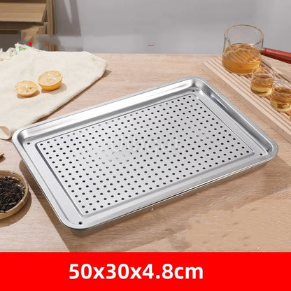 Stainless Steel Kung Fu Tea Tray with Drainage Drawer – Tea Ceremony Water Storage Board Table for Tea Room Tools