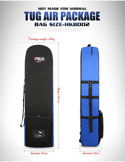 PGM Golf Aviation Bag – Large Capacity Foldable Golf Bag with Silent Wheels for Airplane Travel, HKB002