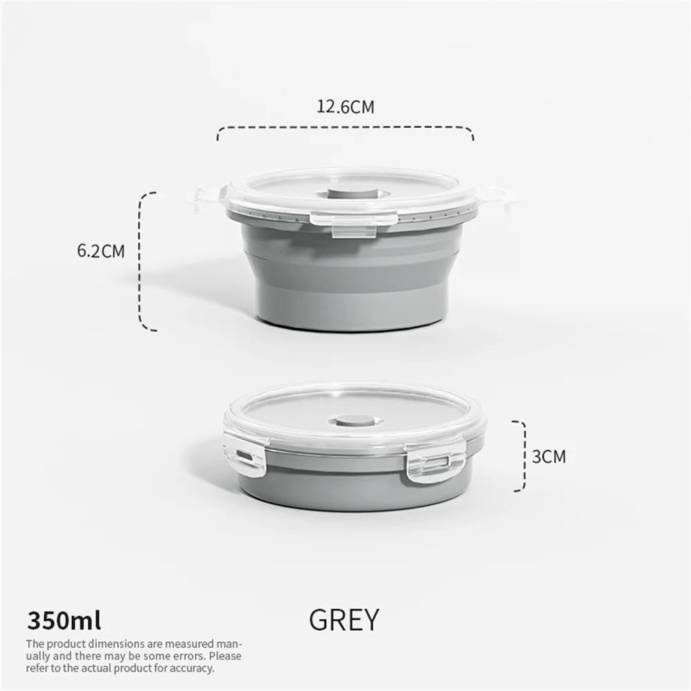 Collapsible Silicone Food Storage Container - Portable Lunch Box with Lid for Microwave & Freezer Use