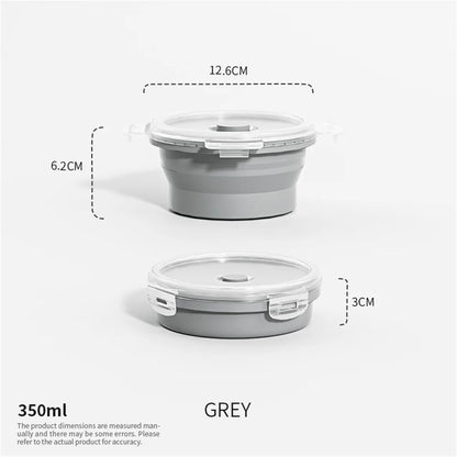 Collapsible Silicone Food Storage Container - Portable Lunch Box with Lid for Microwave & Freezer Use
