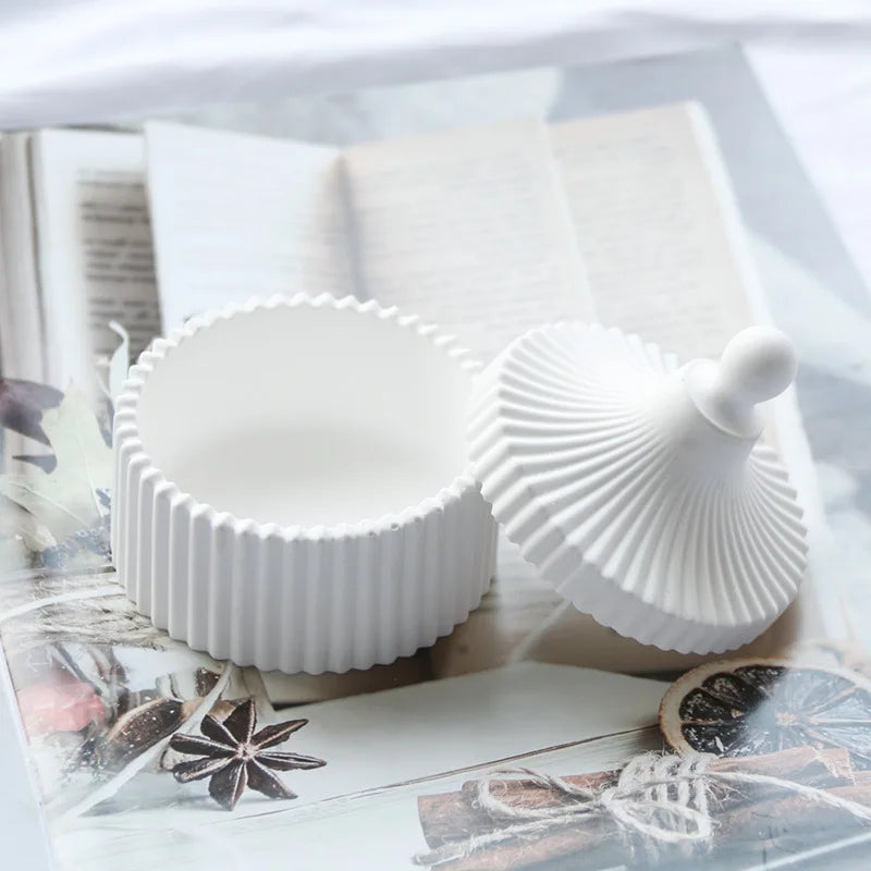 DIY Round Stripe Crystal Epoxy Resin Storage Box Silicone Mold
