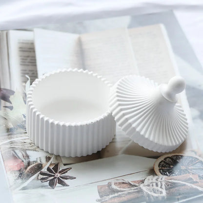 DIY Round Stripe Crystal Epoxy Resin Storage Box Silicone Mold