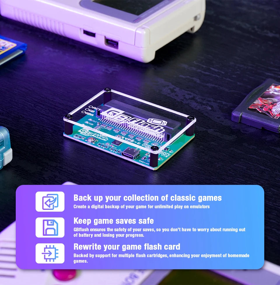 Game Card Burner for Game Boy & GBA – ROM Backup, Save Reader & Flasher for GBC/GB Cartridges