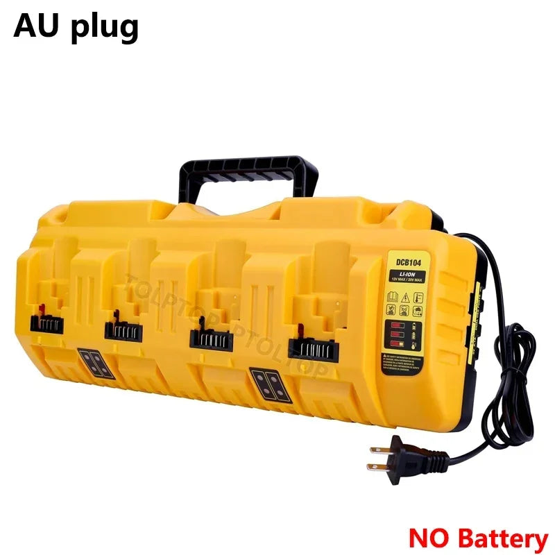 DCB104 Rapid Charger for Dewalt 12V & 20V Max Batteries – 4-Port with 2 USB, Compatible with DCB204, DCB205, DCB127, DCB105