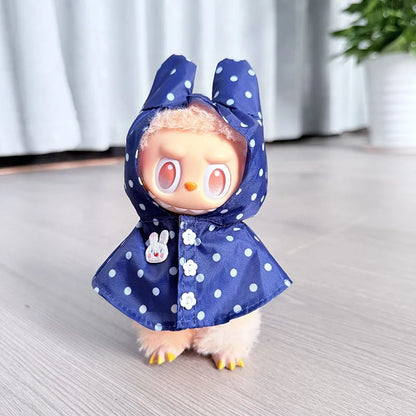 17CM Labubu Monster Doll Clothes – DIY Colorful Raincoat Outfit with Cute Candy Dots, Kids’ Gift Accessories
