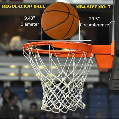 Silent Indoor Basketball – Airless Foam Dribbling Ball, Size 7/6/5 with Grooved Quiet Training Design