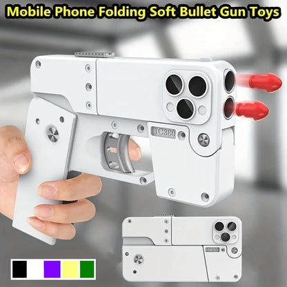 Foldable Mobile Phone Shaped Soft Bullet Gun Toy - Creative Pistol Toy for Kids and Adults