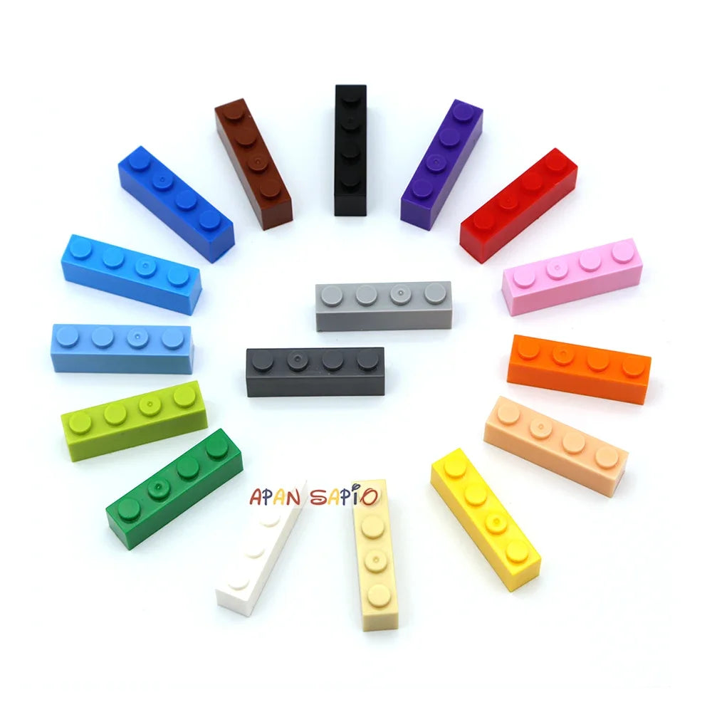 200pcs 1x4 Dot DIY Building Blocks - Educational Creative Brick Set Compatible with 3010 Bricks for Kids