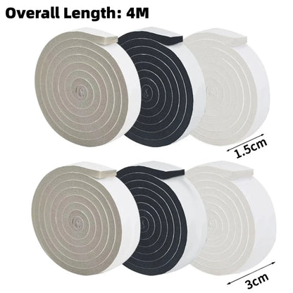 4M Foam Self-Adhesive Sealing Strip - Wearable Sliding Dustproof Sponge Tape for Door & Window - Soundproof Home Insulation