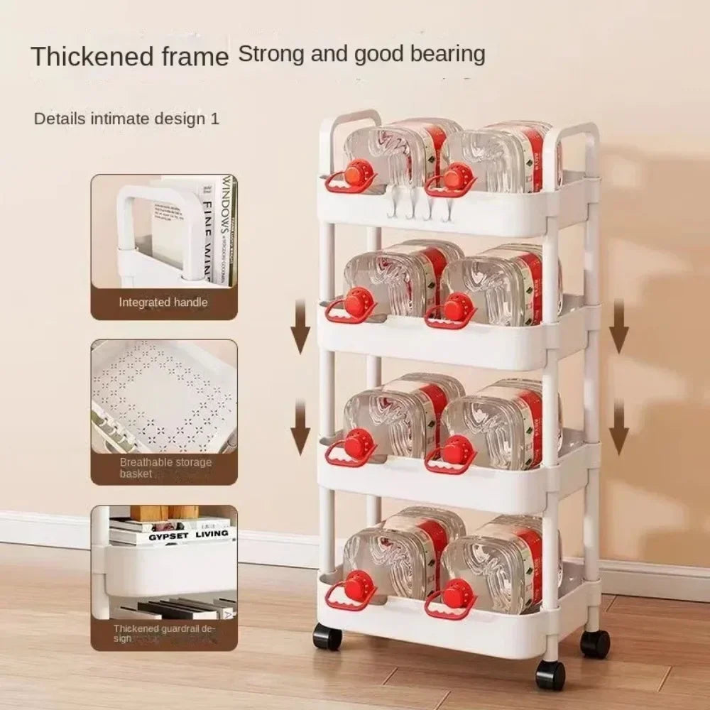 Multi-Layer Trolley Storage Rack - Mobile Organizer for Kitchen, Bedroom, and Bathroom, Ideal for Snacks and Baby Items