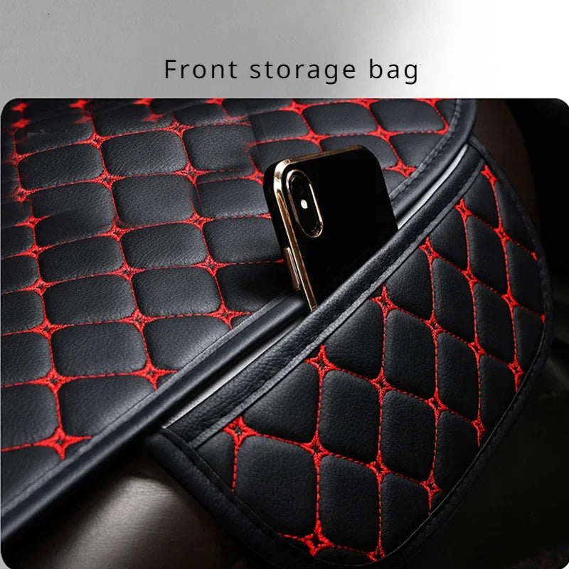 Universal PU Leather Car Seat Cover - Minimalist Soft Seat Cushion Protector with Storage Pocket for Car Interior Accessories