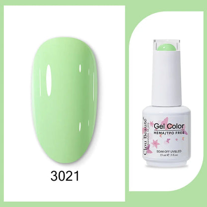 Clou Beaute 15ml Gel Nail Polish Set – Red Black White Green Neon UV Soak-Off Semi-Permanent Nail Varnish Base & Velvet Top Coat