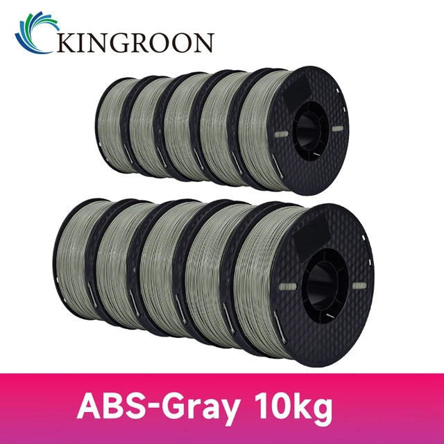 KINGROON 10KG PLA/ABS/PETG Filament 1.75mm – 10 Rolls Black, White, Gray for 3D Printing