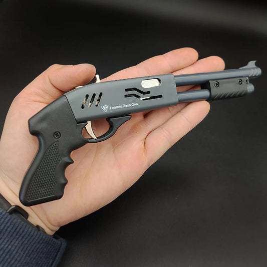 Mini Alloy Rubber Band Gun Toy - 8 Round Novelty Model with 20 Colorful Rubber Bands Included