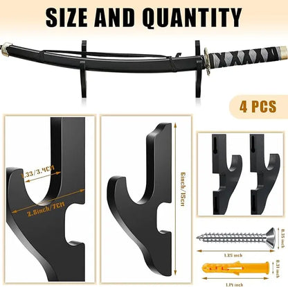 Wooden Wall Sword & Rifle Display Shelf – Samurai Katana Stand & Gun Storage Rack Organizer for Home Decor & Collection Showcase