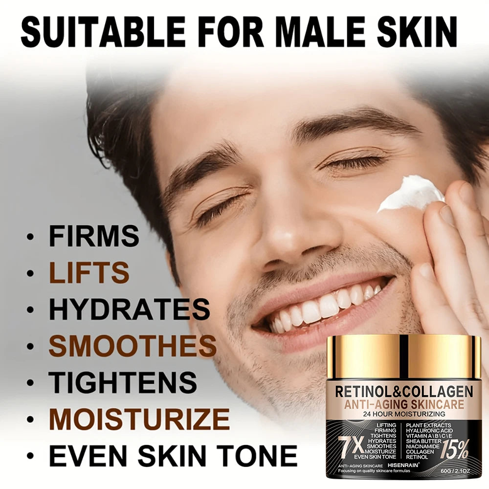 HISENRAIN Retinol Collagen Face Cream - Anti-Aging Moisturizer for Fine Lines, Wrinkles & Firm Skin