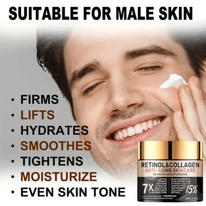 HISENRAIN Retinol Collagen Face Cream - Anti-Aging Moisturizer for Fine Lines, Wrinkles & Firm Skin