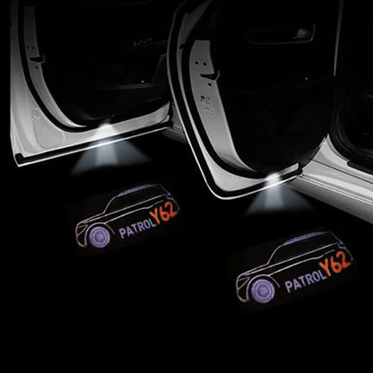 2PCS Car LED Door Projector Lights – Ghost Shadow Courtesy Lamp for Nissan Patrol Y62 2012–2021, Car Door Welcome Logo Accessories