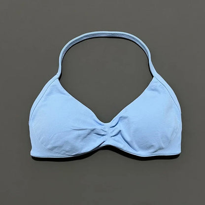Histello Women’s Strappy Sports Bra - Seamless High-Support Yoga, Running and Workout Halter Top