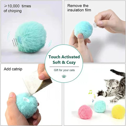 Interactive Smart Cat Toy Ball – Plush Electric Catnip Squeak Training Toy for Kittens