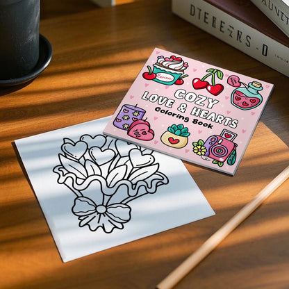 Cozy Love Hearts Coloring Book - Relaxing Adult Doodle & Graffiti Art Activity Book for Stress Relief and Creativity