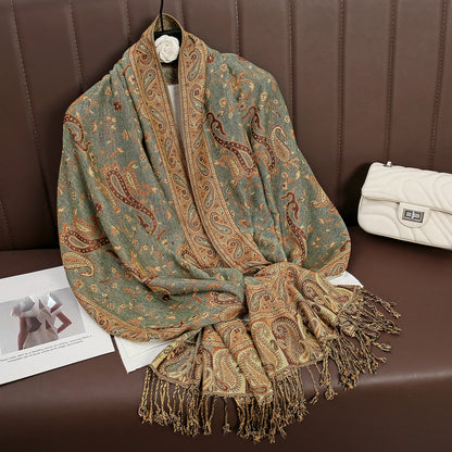 Luxury Autumn Cashmere Pashmina Shawl – Warm Winter Scarves for Women, Printed Cotton Foulard Stole Scarf 2023