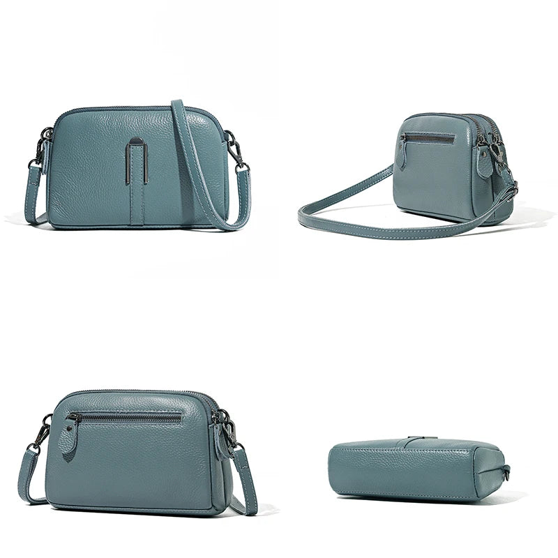 Luxury Genuine Leather Women's Crossbody Bag – Solid Color Shoulder Bag, Clutch & Messenger Purse