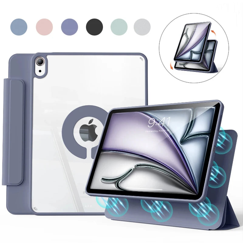 Magnetic 360° Detachable Back Cover Case for iPad Air 4/5 (10.9") & iPad Pro 11", 12.9" – Compatible with iPad A16 10th & 11th Gen