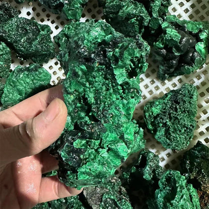 Natural Green Malachite Raw Crystal — Rough Stone Cube Mineral Specimen for Collecting & Home Garden Décor