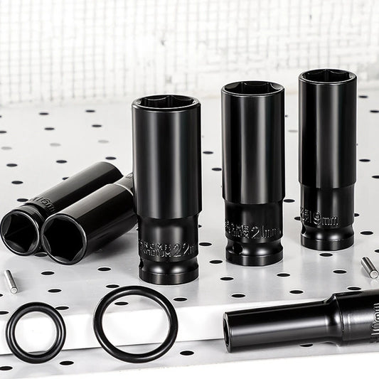 1/2" Drive Deep Impact Socket – Metric Wrench Socket for Pneumatic Tools, Tire Removal & Heavy-Duty Automotive Use